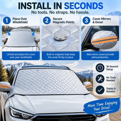 ⏰ LAST DAY SALE 50% OFF!🚗 Magnetic Windshield Cover – All-Season Sun, Snow & Frost Protector for Cars, SUVs & Trucks