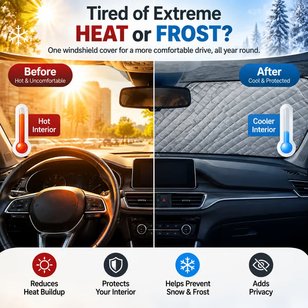 ⏰ LAST DAY SALE 50% OFF!🚗 Magnetic Windshield Cover – All-Season Sun, Snow & Frost Protector for Cars, SUVs & Trucks